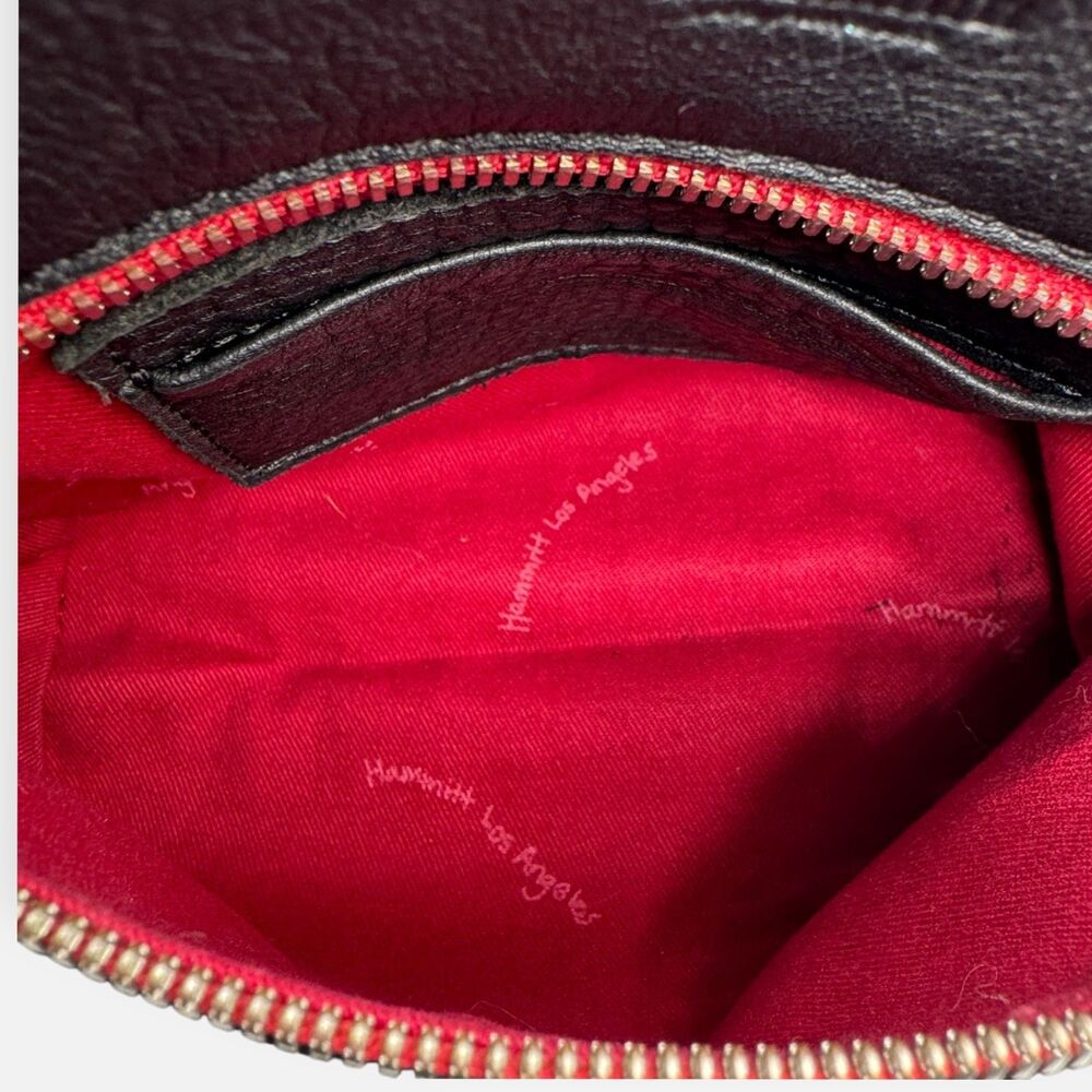 Hammitt Tony Small Black Leather **Red Zip** Crossbody | Brushed Silver - Picture 10 of 14